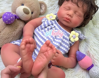 Luna - Muñeca Reborn de Silicona de Cuerpo Completo de 50 cm (20 pulgadas), Recién Nacida Durmiendo Realista, Boca Abierta, Regalo de Colección