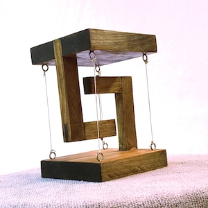 Tensegrity Table, Floating Desk Sculpture, Anti Gravity Table, Optical Illusion Decor, Engineering Gift, Handmade Pine