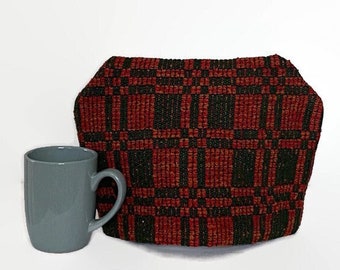 Tea Cozy Handwoven in Rust and Green Checks