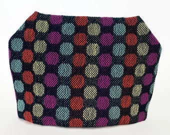 Tea Cozy Handwoven Black Multi-colored Polka Dots