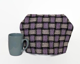 Tea Cozy Handwoven in Blocks of Purple and Grey
