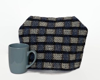 Tea Cozy Handwoven in Blocks of Blue and Grey