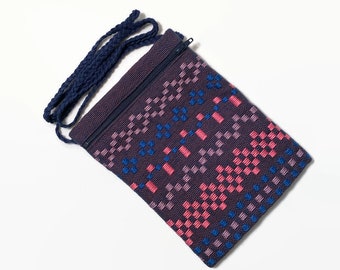 Travel Pouch with Zigzags of Pink, Lilac and Blue