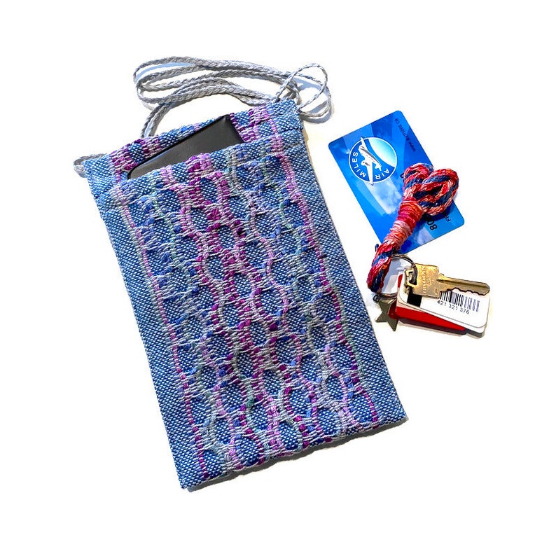 Hip Bag in Blue with Circles of Pink and Purple
