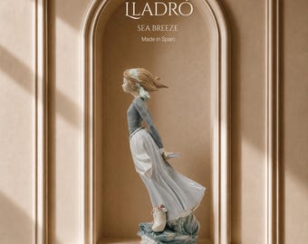 Vintage Lladró 4922 "Sea Breeze" (Wind Blown Girl) Figurine | Mint Condition Spanish Porcelain | Romantic Girl with Flowers & Book