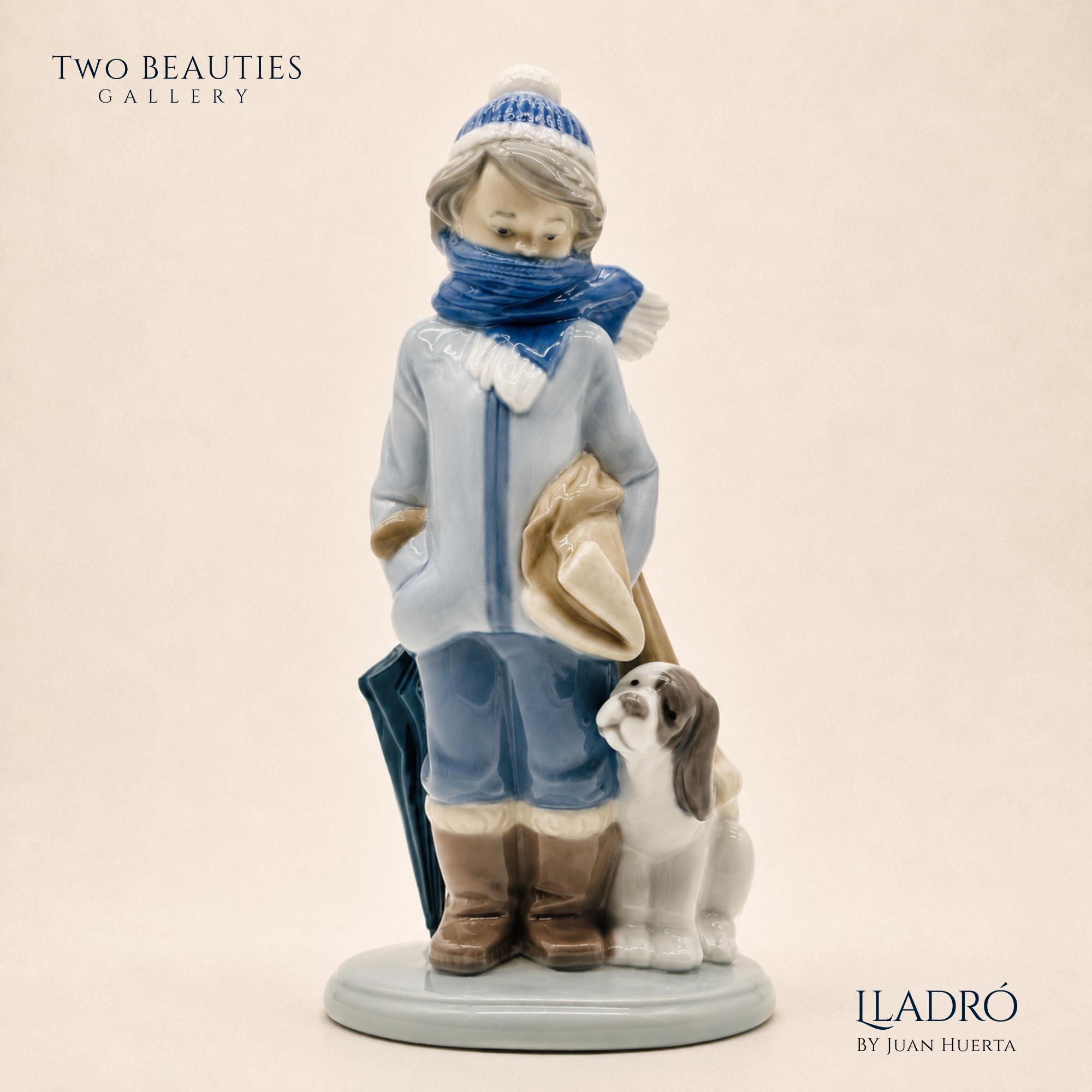 Lladro Winter Boy With Dog Figurine - Etsy