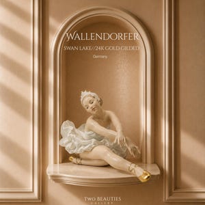 Exquisite Vintage Wallendorf Porcelain Ballerina | 24k Gold Gilded German Fine China | Model 1690 "Swan Lake" | Pristine Museum Quality