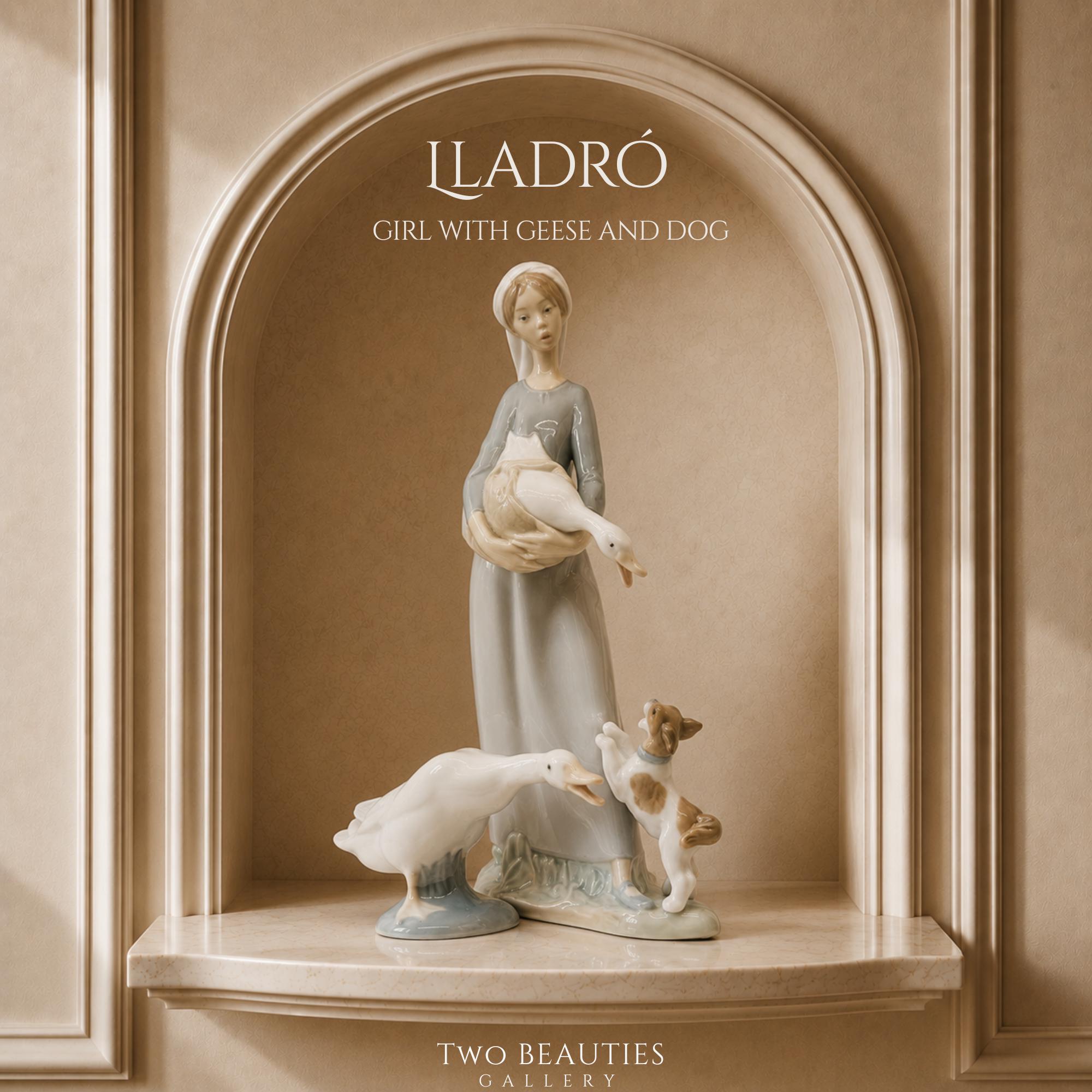 Lladro Girl and Dog in Basket - Etsy