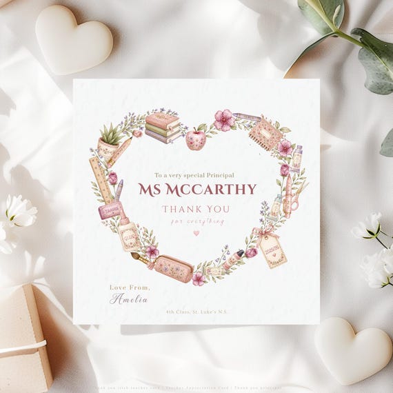 Personalised Thank You Teacher Card Principal Appreciation Gift End of School Keepsake Present