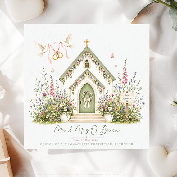 Personalised Mr & Mrs Wedding Card | Irish Wildflower Wedding Keepsake