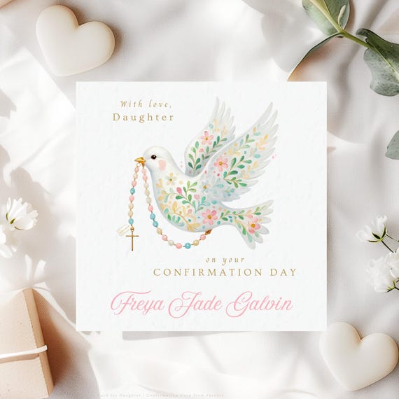 Confirmation Card for Daughter | Personalised Religious Dove Keepsake