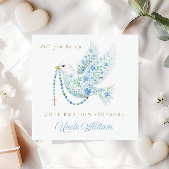 Will You Be My Confirmation Sponsor Card | Personalised Catholic Sponsor Proposal Keepsake | Boy
