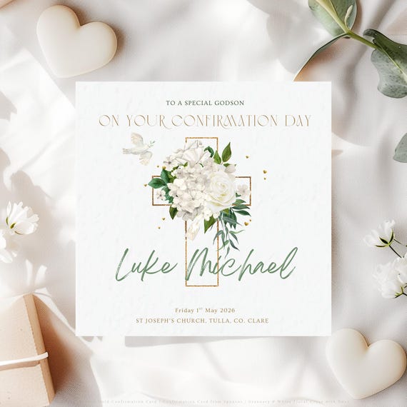 Personalised Confirmation Card – Any Relation | Elegant Neutral Catholic Card