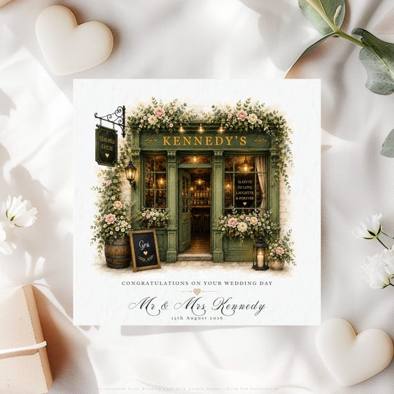 Personalised Irish Pub Wedding Card | Custom Mr & Mrs Newlywed Keepsake Gift