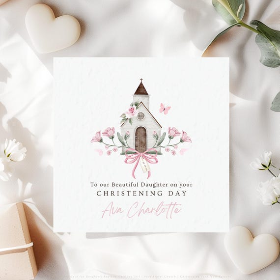 Christening Card for Daughter | Personalised Baptism Keepsake from Parents
