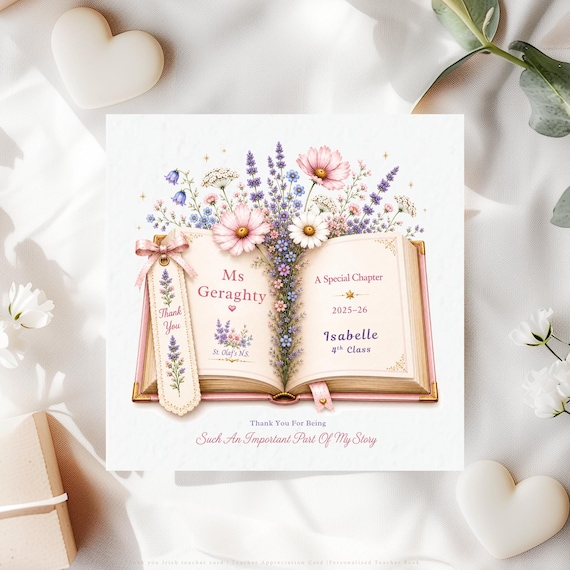Personalised Teacher Thank You Card, Story Keepsake, End of Year Gift