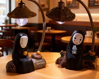 No Face Anime Night Light, Kaonashi Resin Desk Lamp with Warm Glow, Cute Spirited Away Inspired Bedside Table Lamp, Kawaii Room Decor Gift
