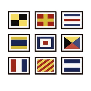 Maritime Signal Flags Set No. 1, Coastal Decor, Giclee, Art, Beach Cottage Decor, Coastal Art, Wall Art, Art Print, Nautical Art