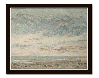 Vintage French Seascape Painting, Coastal Wall Art, Giclee Print