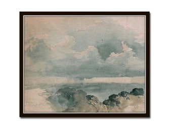 Vintage Seascape Giclee Print, Sea and Sky Coastal Wall Art