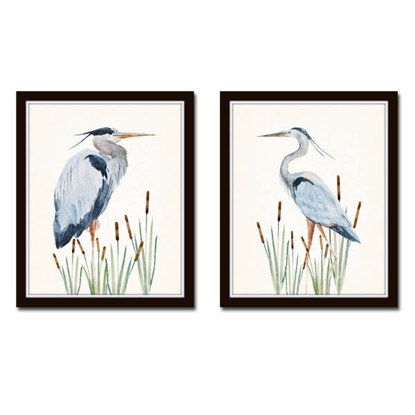 Watercolor Heron Print Set No. 1, Bird Prints, Coastal Art, Art Print, Coastal Art, Home Decor, Wall Art, Coastal Decor, Beach Cottage Decor