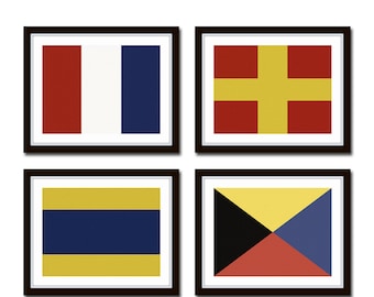 Maritime Signal Flags Set No. 2, Coastal Decor, Giclee, Art, Beach Cottage Decor, Coastal Art, Wall Art, Art Print, Nautical Art