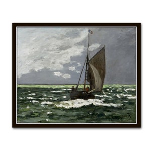 Vintage French Seascape The Storm, Maritime Art, Coastal Home Decor, Coastal Art, Vintage Seascape Paintings, Vintage Sailboat Paintings