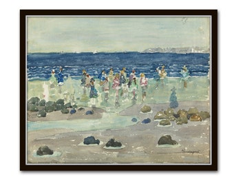 Vintage Beach Giclee Print Low Tide No. 2, Coastal Seascape Wall Art
