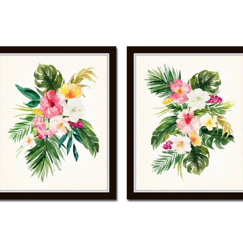 Watercolor Tropical Flower Bouquet No. 1 Print Set Giclee - Etsy