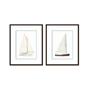 Watercolor Sailboat Collage Print Set No. 1, Sailing Art, Sailboat Prints, Coastal Decor, Wall Art, Coastal Art, Beach Decor, Home Decor