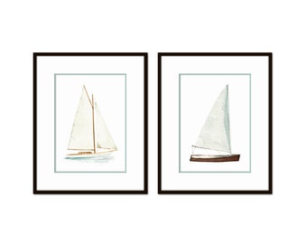 Watercolor Sailboat Collage Print Set No. 1, Sailing Art, Sailboat Prints, Coastal Decor, Wall Art, Coastal Art, Beach Decor, Home Decor