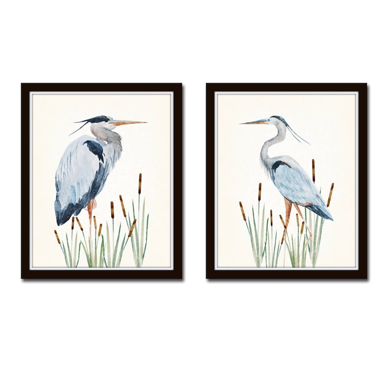 Watercolor Heron Print Set No. 1, Bird Prints, Coastal Art, Art Print, Sea Bird Prints, Home Decor, Wall Art, Coastal Decor, Beach House Art zdjęcie 1