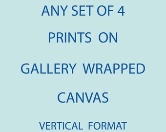 Any Set of Four Prints from the Shop on Gallery Wrapped Canvas, Vertical Portrait Format, Ready to Hang