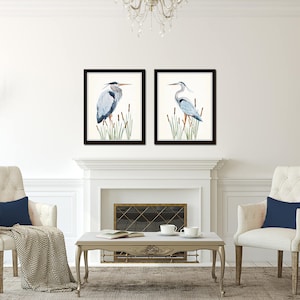 Watercolor Heron Print Set No. 1, Bird Prints, Coastal Art, Art Print, Sea Bird Prints, Home Decor, Wall Art, Coastal Decor, Beach House Art zdjęcie 2