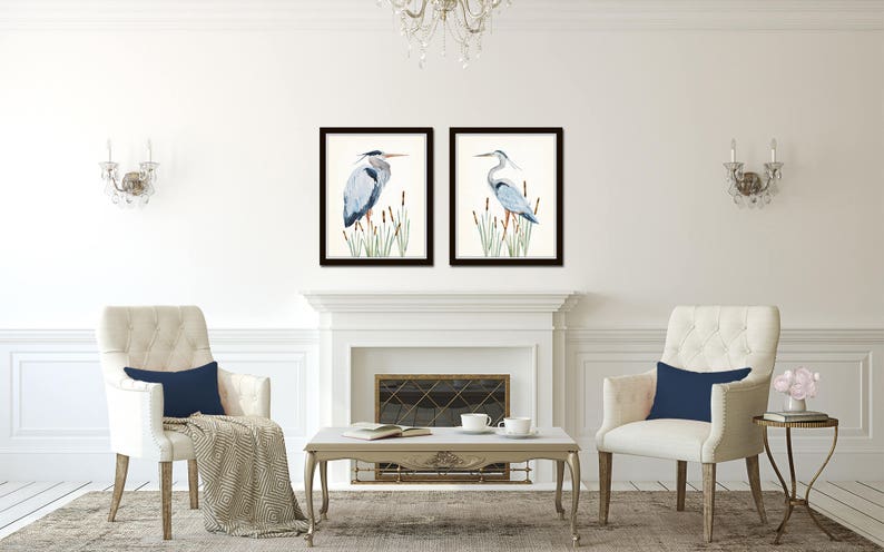 Watercolor Heron Print Set No. 1, Bird Prints, Coastal Art, Art Print, Sea Bird Prints, Home Decor, Wall Art, Coastal Decor, Beach House Art zdjęcie 2