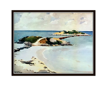 Vintage Seascape, Gallows Island, Giclee, Wall Art, Vintage Seascape, Coastal Decor, Coastal Art