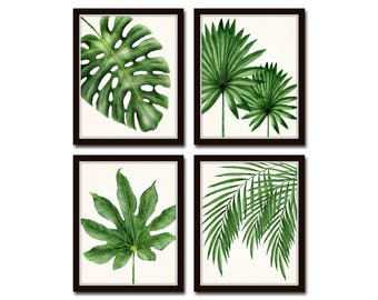 Watercolor Tropical Leaf Print Set No. 25, Giclee, Art Print, Print Sets, Botanical Prints, Coastal Art, Tropical Leaves, Prints, Leaf Print