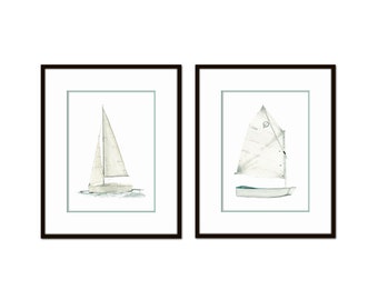 Watercolor Sailboat Collage Print Set No. 2, Sailing Art, Sailboat Prints, Coastal Decor, Wall Art, Coastal Art, Beach Decor, Home Decor