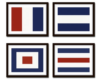 Maritime Signal Flags Set No. 3, Coastal Decor, Giclee, Art, Beach Cottage Decor, Coastal Art, Wall Art, Art Print, Nautical Art