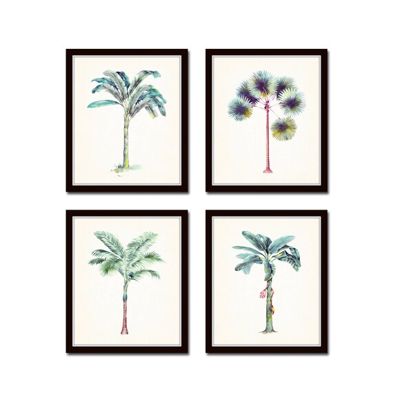 Watercolor Palm Trees Print Set No. 2 Watercolor Art | Etsy