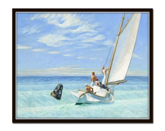 Vintage Seascape Giclee Print, Coastal Wall Art,