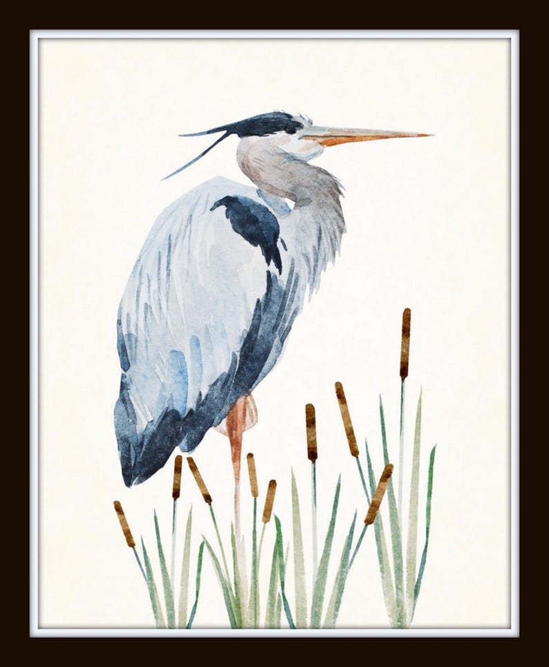 Watercolor Heron Print Set No. 1, Bird Prints, Coastal Art, Art Print, Coastal Art, Home Decor, Wall Art, Coastal Decor, Beach Cottage Decor image 4