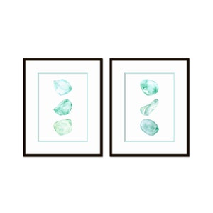 Abstract Watercolor Sea Glass Collage Print Set No. 1, Beach Glass Art, Coastal Decor, Wall Art, Coastal Art, Beach Decor, Home Decor