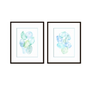 Abstract Watercolor Sea Glass Collage Print Set No. 2, Beach Glass Art, Coastal Decor, Wall Art, Coastal Art, Beach Decor, Home Decor