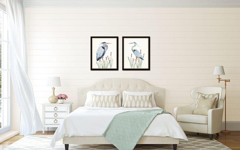 Watercolor Heron Print Set No. 1, Bird Prints, Coastal Art, Art Print, Sea Bird Prints, Home Decor, Wall Art, Coastal Decor, Beach House Art zdjęcie 3