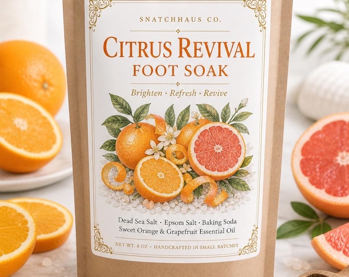 Orange Grapefruit Foot Soak – Dead Sea Salt Baking Soda & Epsom Salt Foot Soak for Rough Heels