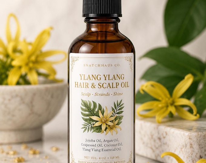 Ylang Ylang Hair & Scalp Oil – Argan Jojoba and Coconut Oil for Growth Frizz and Shine