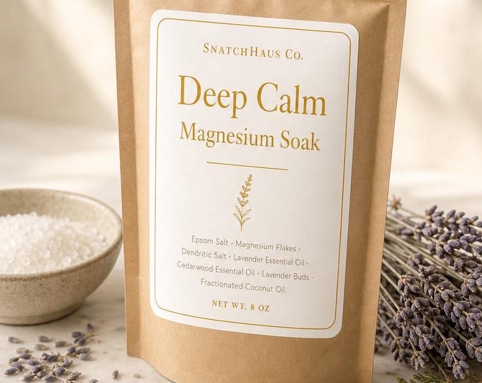 Deep Calm Magnesium Soak – Epsom & Magnesium Flakes Bath Salts with Lavender, Cedarwood, Botanical Relaxation for Sleep and Muscle Recovery