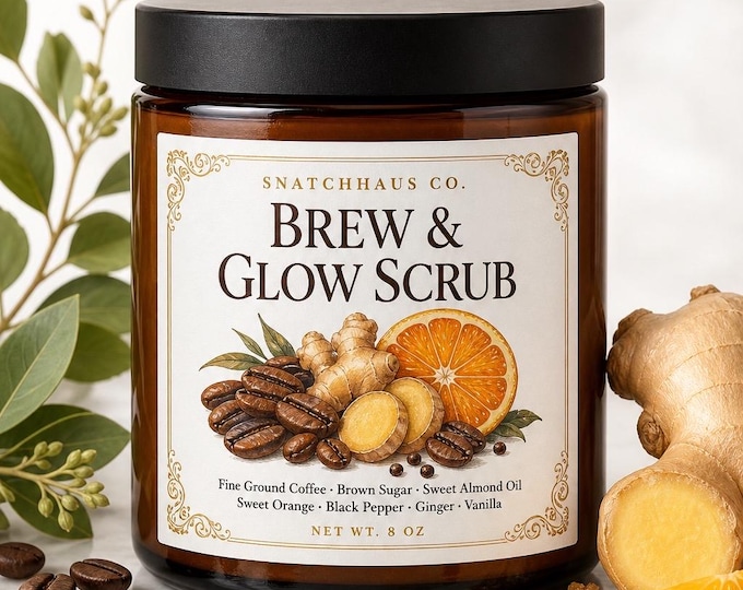 Brew & Glow Scrub – Coffee and Ginger Sugar Body Scrub with Sweet Almond Oil