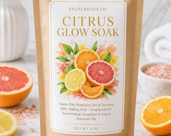 Citrus Glow Soak – Epsom & Pink Himalayan Bath Salts with Sweet Orange, Grapefruit and Lemon